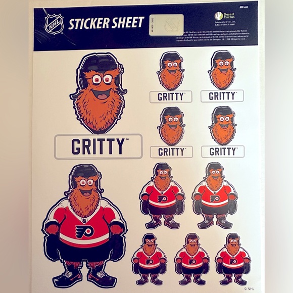 Philadelphia Flyers Stickers Gritty Mascot NHL NHL Vinyl Decal-1 sheet 11 sticke - Picture 1 of 9